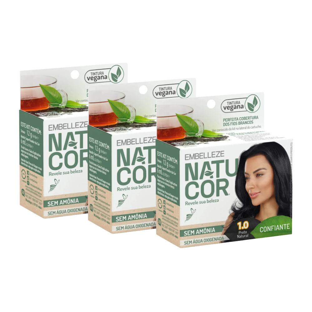 Kit 3 Natucor Naturalmente Confiante Chá Preto Preto Natural 1.0