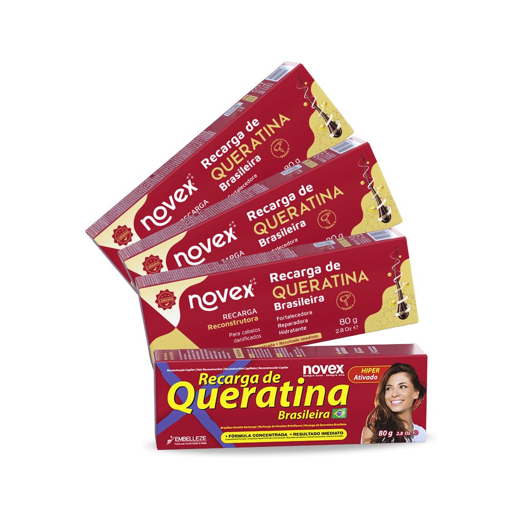 Kit Compre 4 Pague 3 Recarga Novex Queratina Brasileira