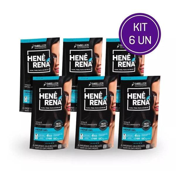 Kit 6 Henê Rená Preto Azulado