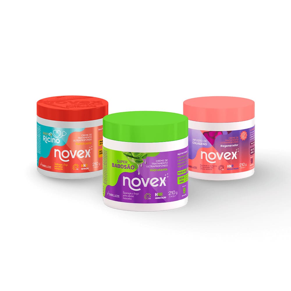 Kit Novex Mini Creme de Tratamento Super Babosão + Doctor Rícino + Infusão Colágeno 210G