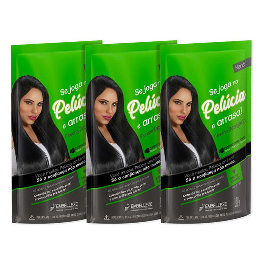 Kit 3 Henê Pelúcia Morena Desejada Pouch