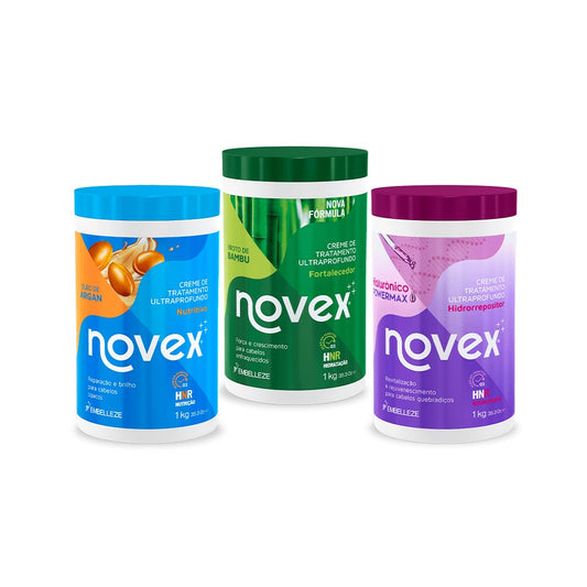 Kit Novex Cronograma Capilar Argan+Bambu+Hialurônico