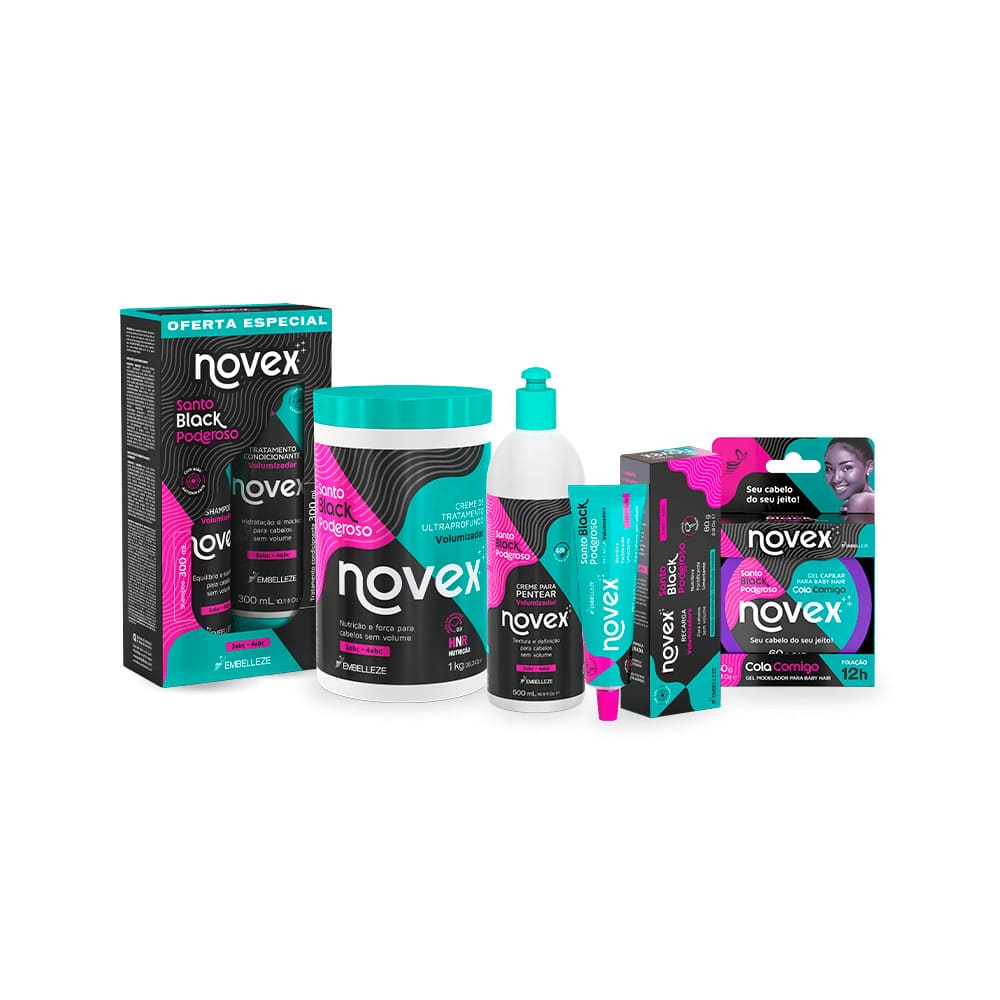 Kit Novex Meus Cachos Santo Black Poderoso Família Completa