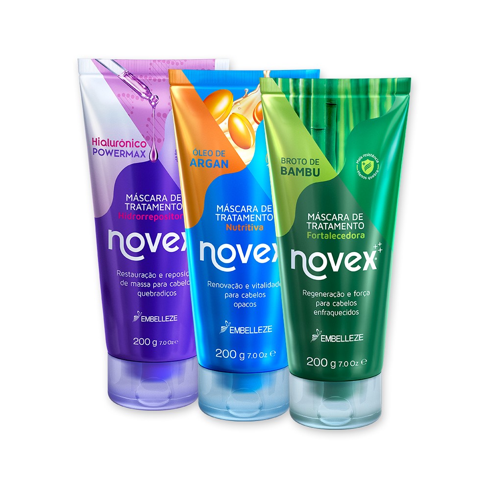 Kit Novex 3 Máscaras Capilar de Tratamento HNR