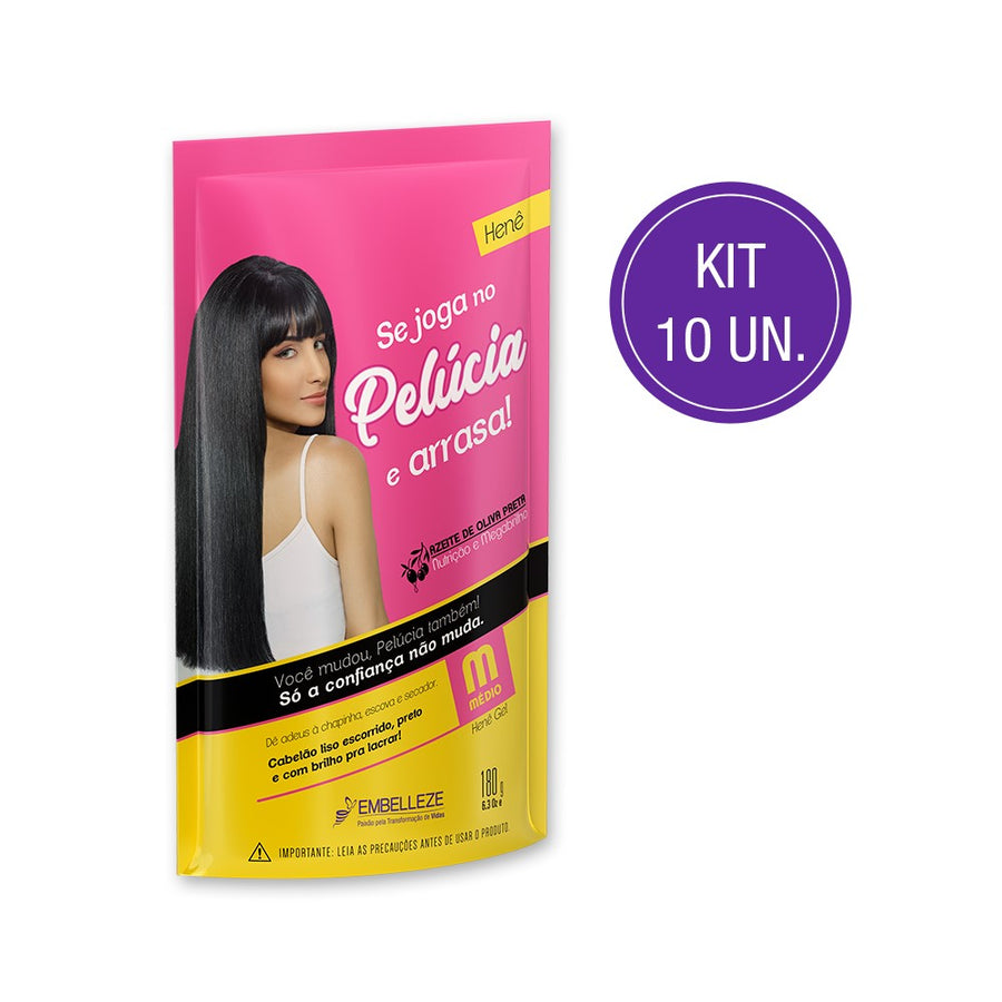 Kit com 10 Henês Pelúcia Médio Pouch