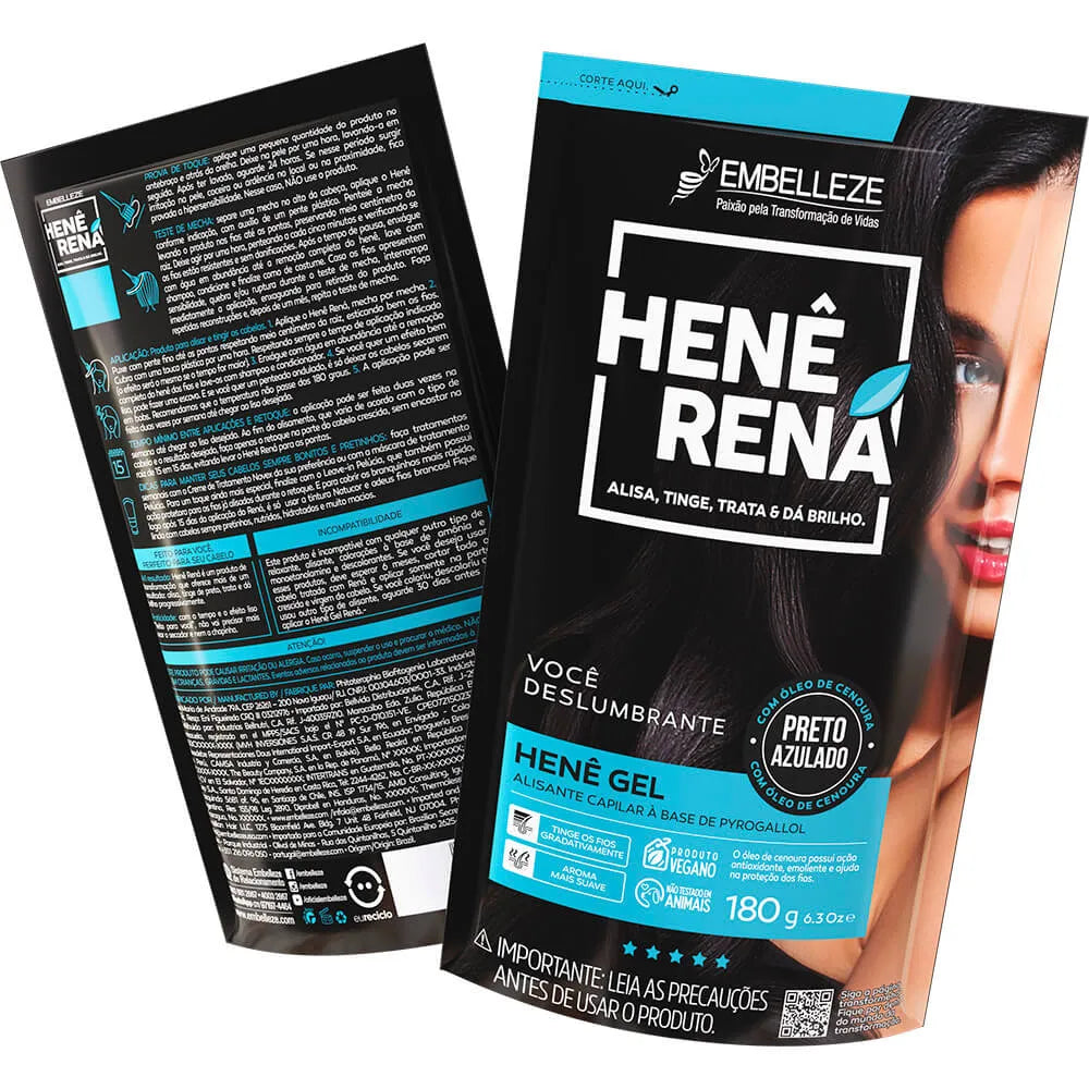 Kit com 10 Henês Rená Preto Azulado
