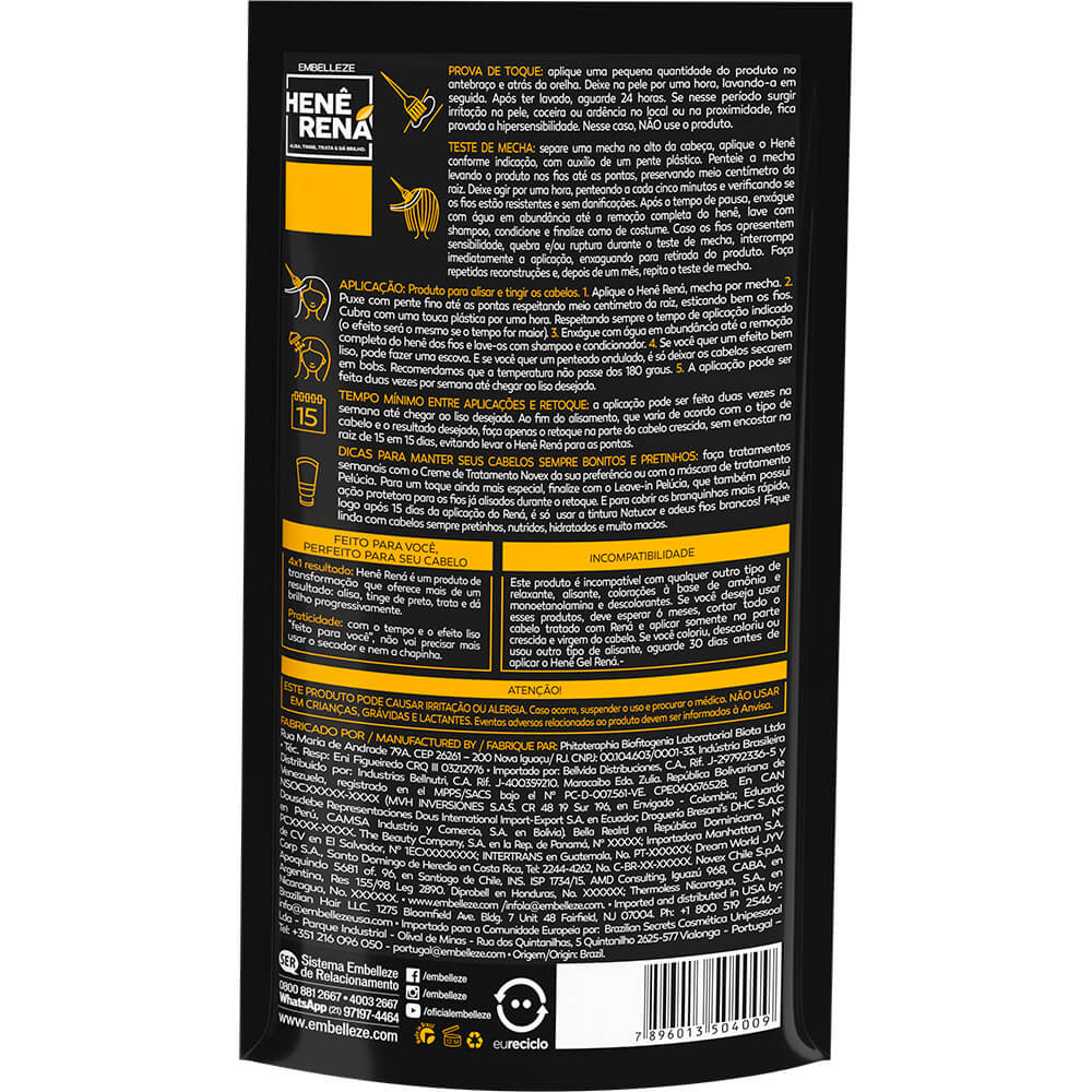 Kit com 10 Henês Rená Preto Natural