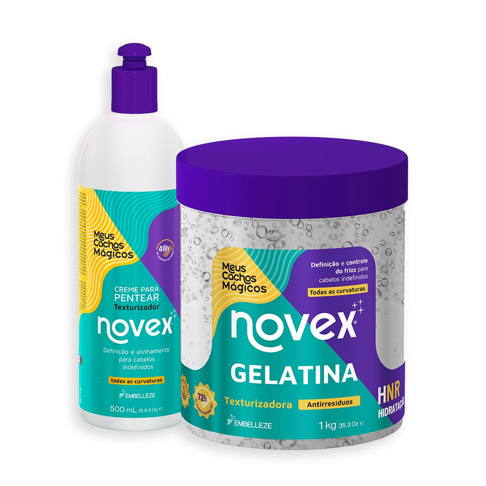 Kit Novex Meus Cachos Mágicos Gelatina 1KG + Creme Para Pentear 500G