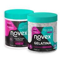 Kit Novex  Santo Black Gelatina 1KG + Creme Para Pentear 1KG