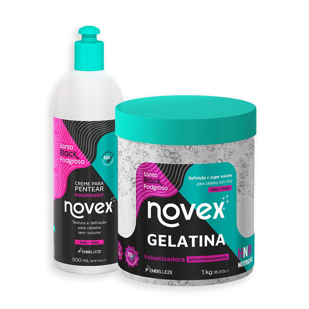 Kit Novex Santo Black Gelatina 1KG + Creme Para Pentear 500ML