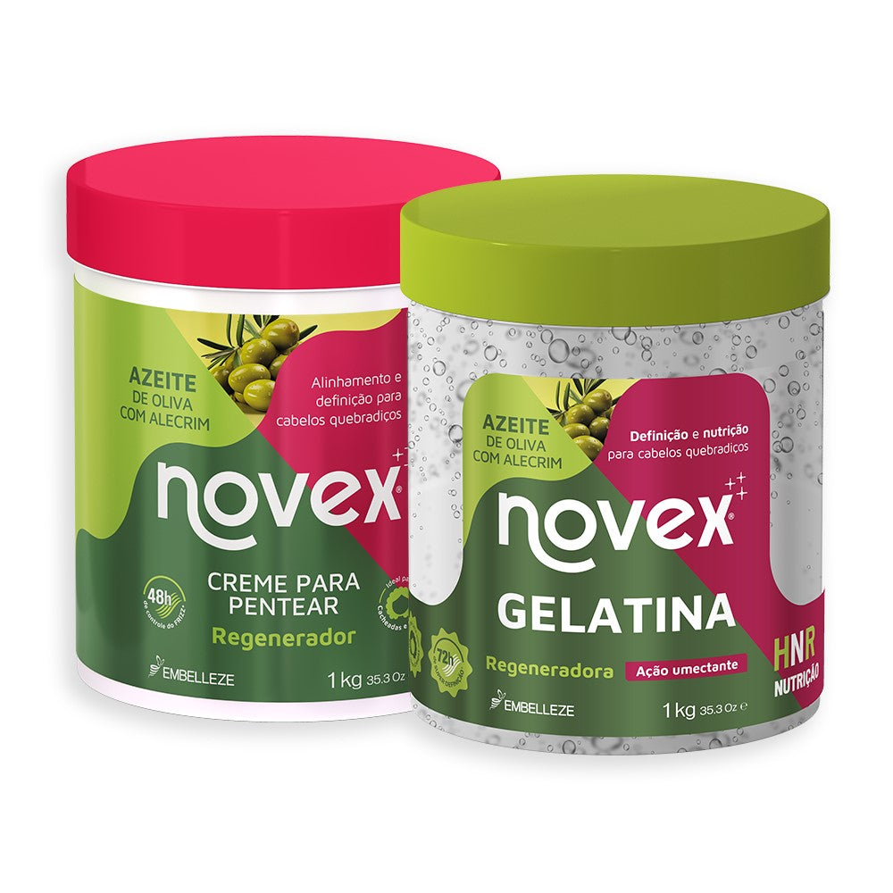 Kit Novex Azeite de Oliva Gelatina 1KG + Creme Para Pentear 1KG
