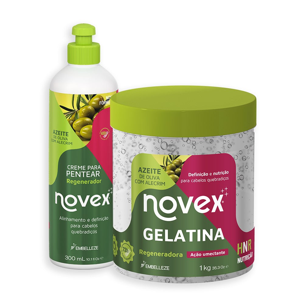 Kit Novex Azeite de Oliva Gelatina 1KG + Creme Para Pentear 300G