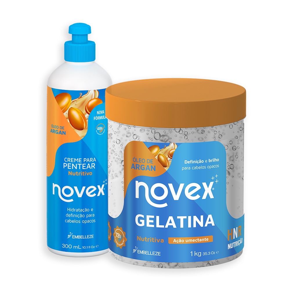 Kit Novex Óleo de Argan Gelatina 1KG + Creme Para Pentear 300ML