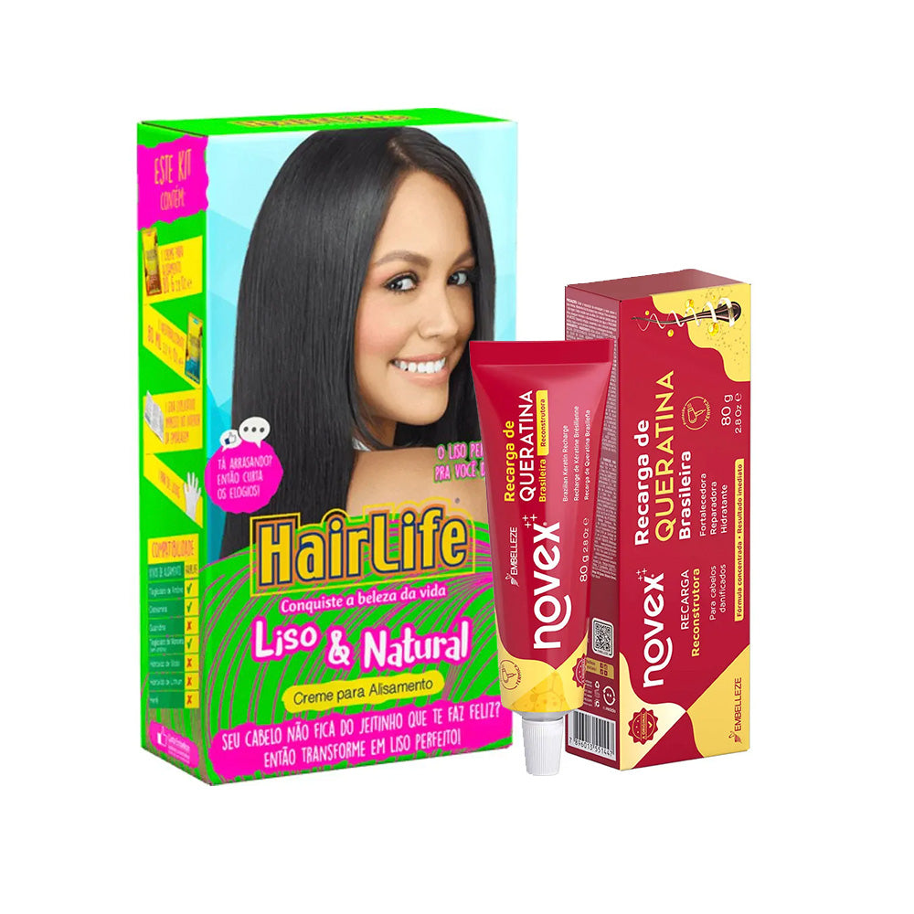Kit HairLife Liso & Natural + Novex Recarga De Queratina