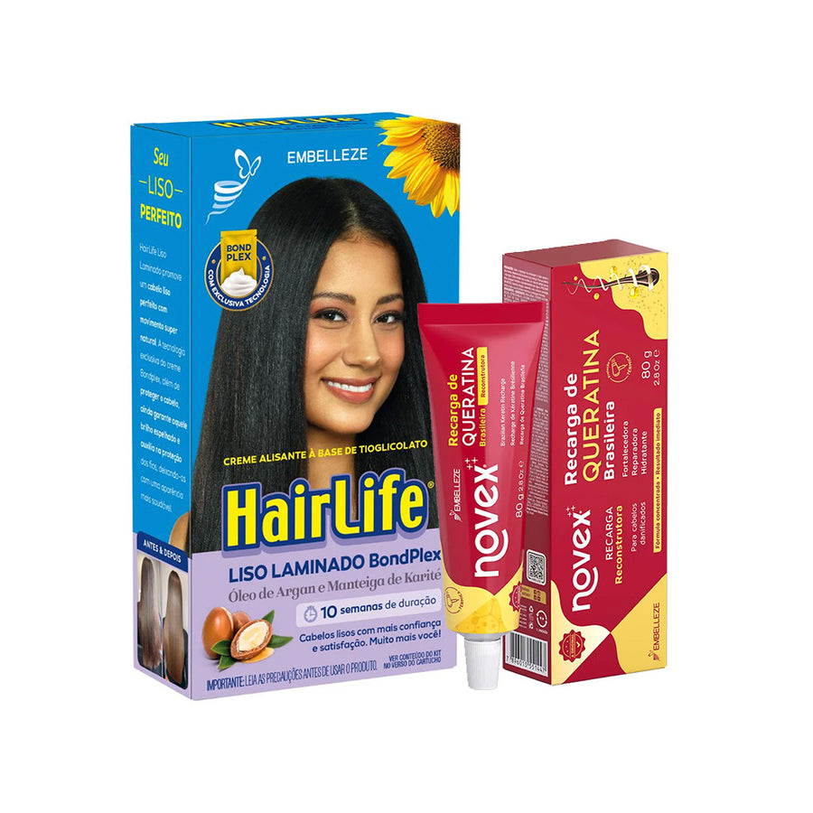 Kit HairLife Liso Laminado + Novex Recarga De Queratina