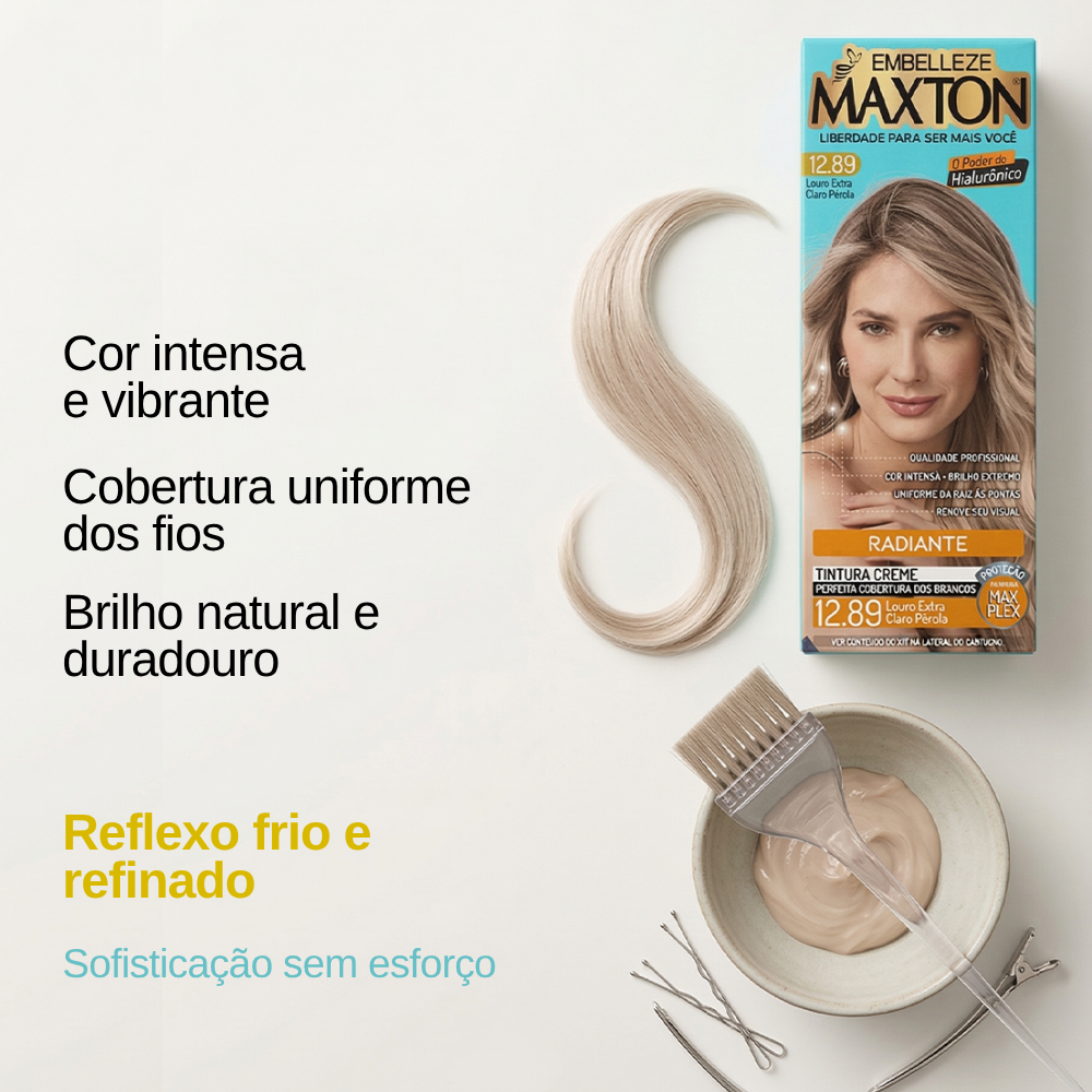 Tinta de Cabelo Maxton Louro Extra Claro Perola 12.89 Radiante