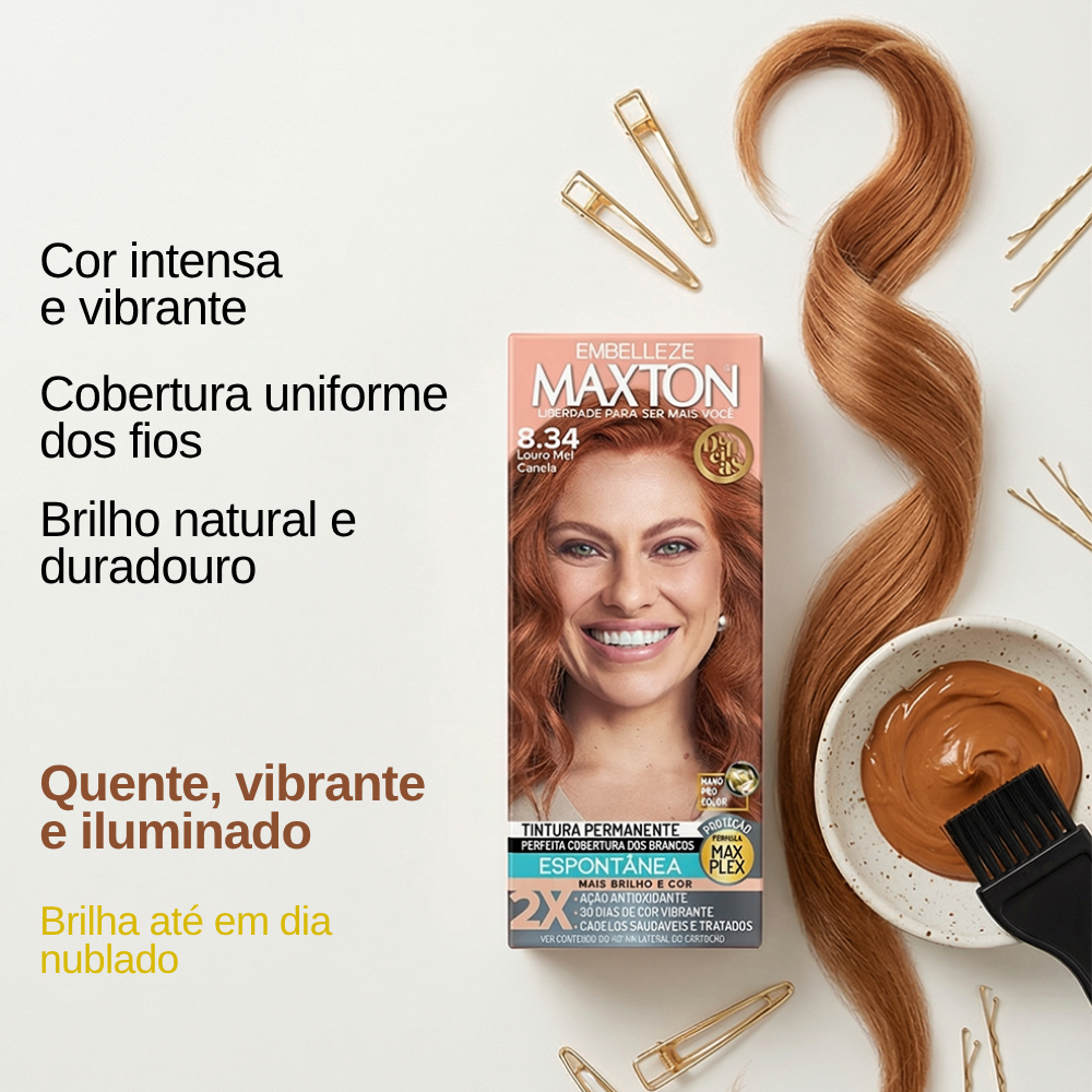 Tinta De Cabelo Maxton Louro Mel Canela 8.34