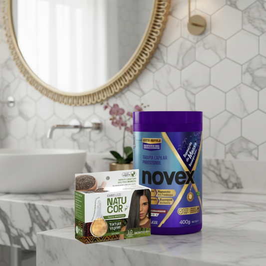 Kit Natucor Óleos Da Amazônia Castanho Escuro 3.0 + Novex Reposição De Massa 400G