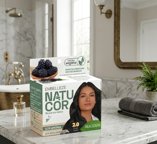 Tinta de Cabelo Natucor Naturalmente Realizada Amora-Preta Preto Suave 2.0