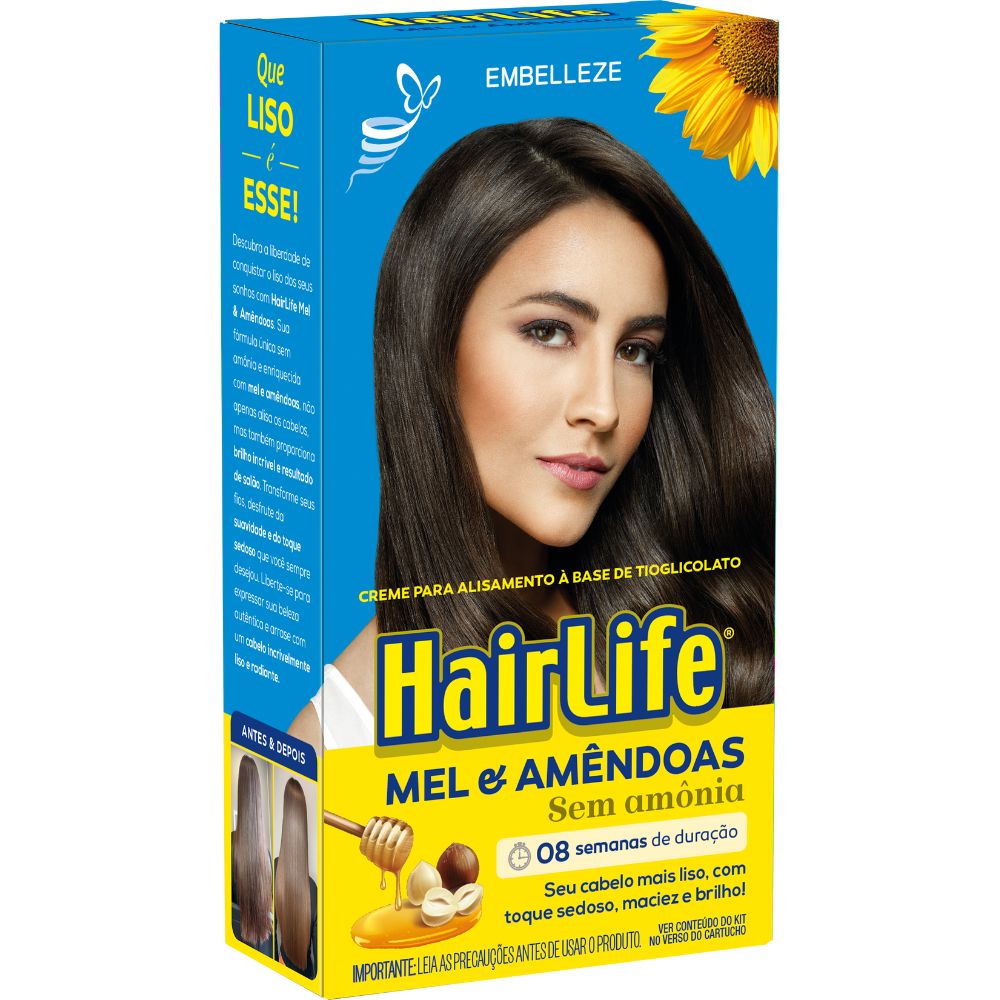 Creme Alisante HairLife Mel & Amêndoas