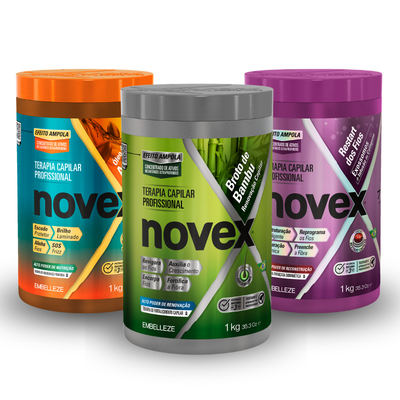 Kit Novex Cronograma Capilar Argan+Bambu+Hialurônico