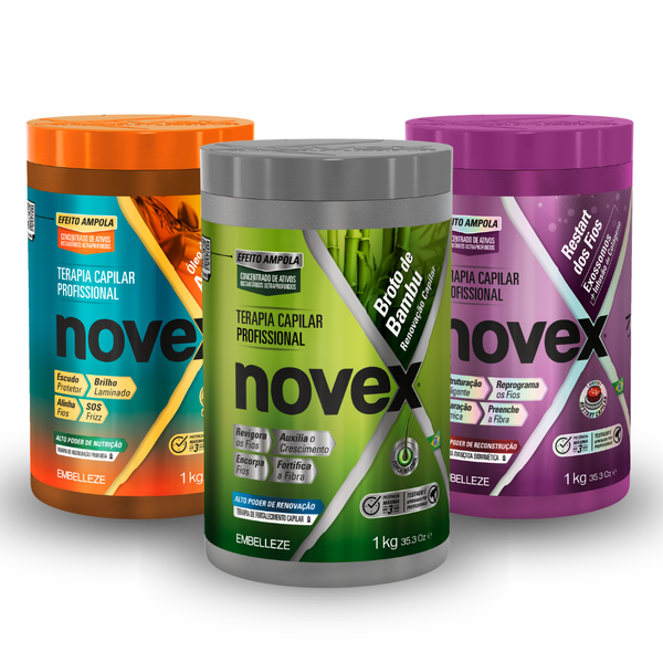 Kit Novex Cronograma Capilar Argan+Bambu+Hialurônico