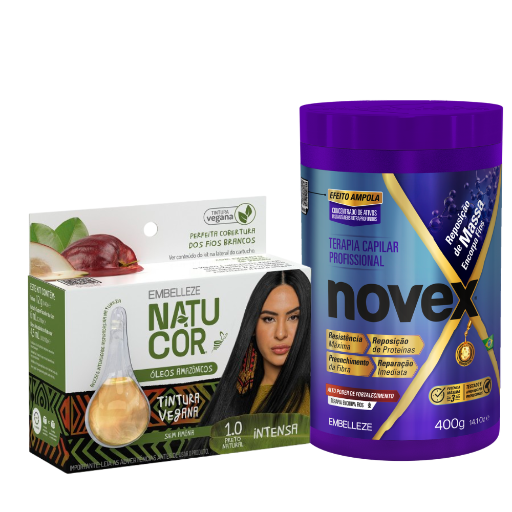 Kit Natucor Óleos Da Amazônia Preto 1.0 + Novex Reposição De Massa 400g