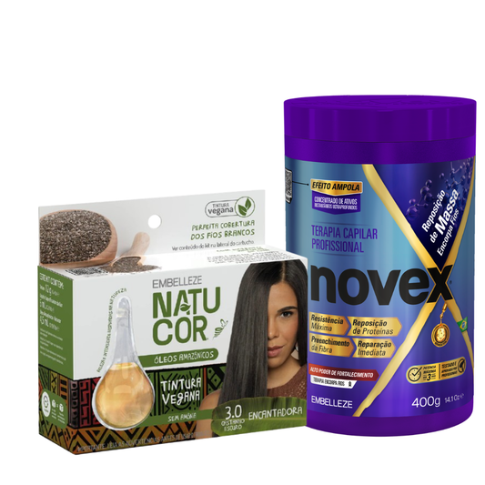 Kit Natucor Óleos Da Amazônia Castanho Escuro 3.0 + Novex Reposição De Massa 400G