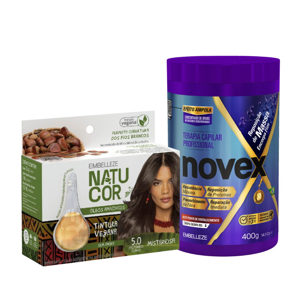 Kit Natucor Óleos Da Amazônia Castanho Claro 5.0 + Novex Reposição De Massa 400G