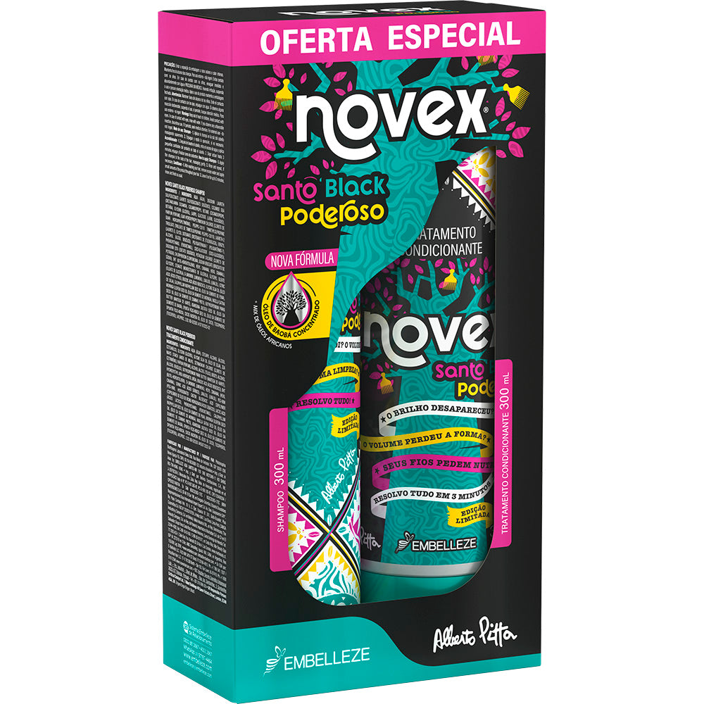 Shampoo e Condicionador Novex Meus Cachos Santo Black Poderoso