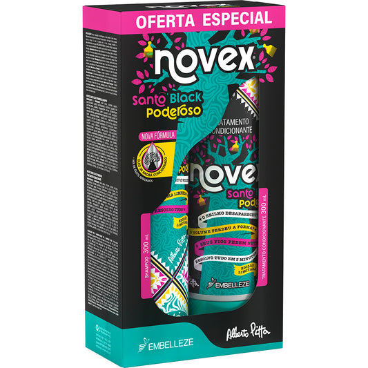Shampoo e Condicionador Novex Meus Cachos Santo Black Poderoso