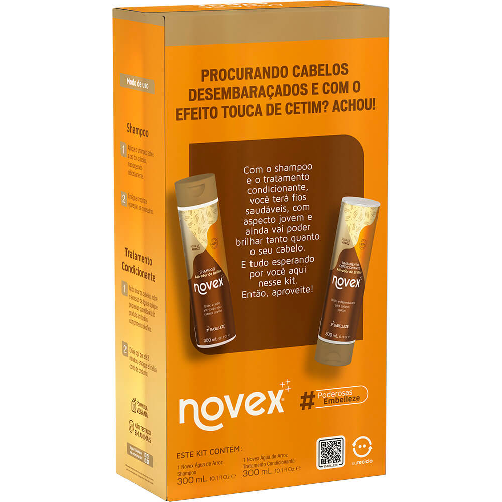 Shampoo e Condicionador Novex Brilho Mágico Água de Arroz