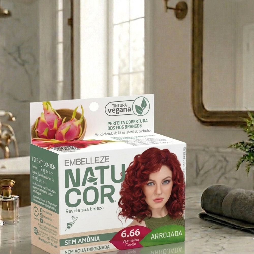 Tinta de Cabelo Natucor Naturalmente Arrojada Vermelho Cereja 6.66