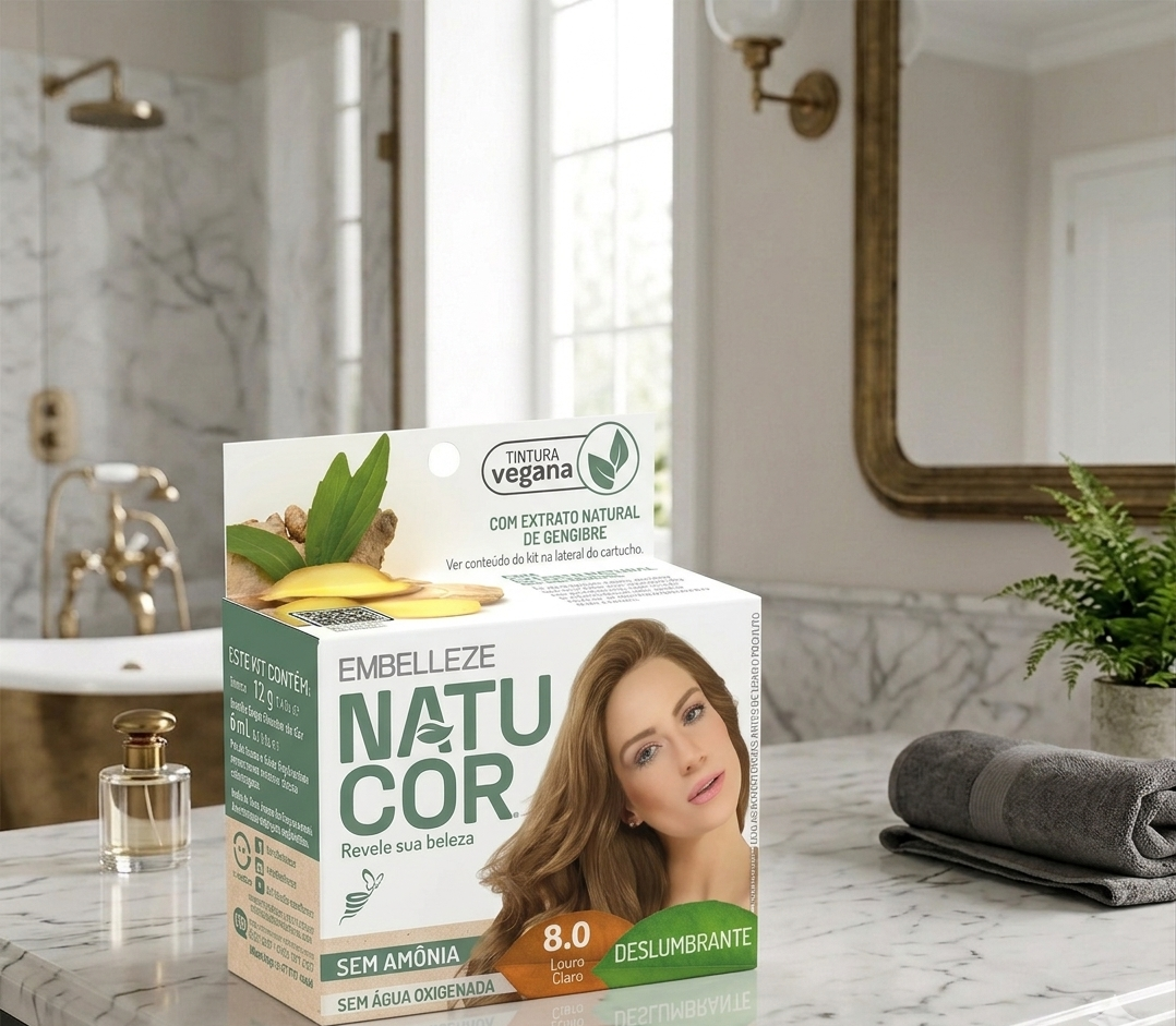 Tinta de Cabelo Natucor Naturalmente Deslumbrante Louro Claro 8.0