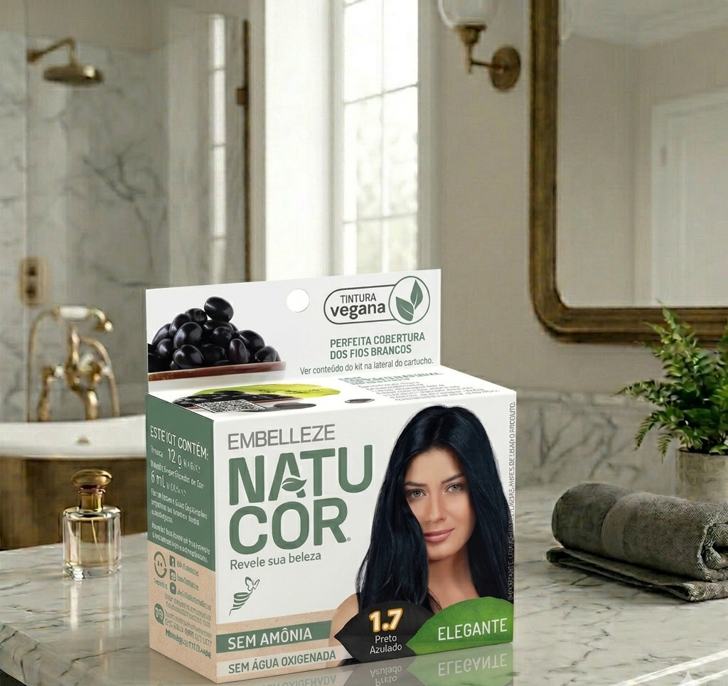 Tinta de Cabelo Natucor Naturalmente Elegante Preto Azulado 1.7 Kit Econômico
