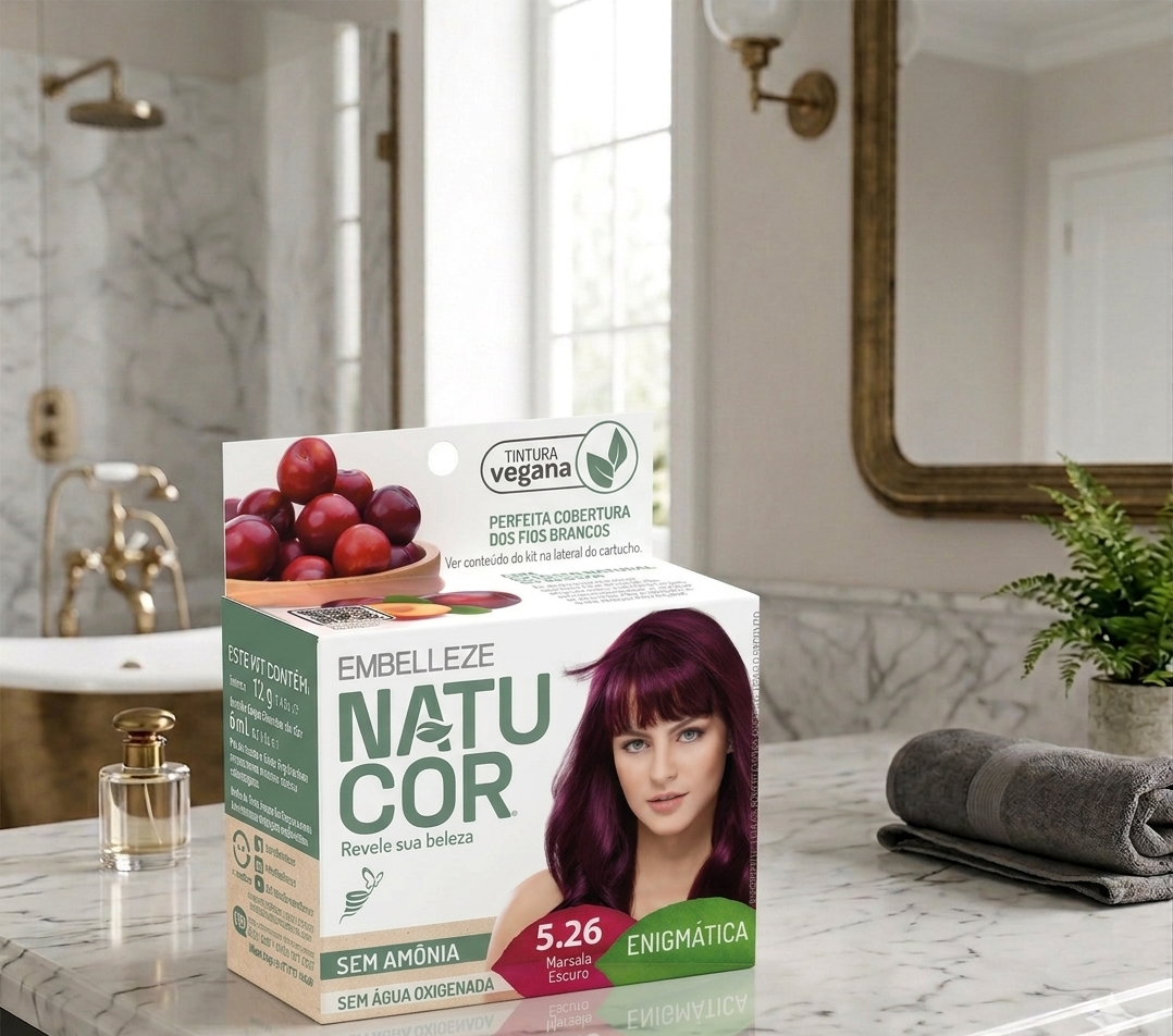Tinta de Cabelo Natucor Naturalmente Enigmática Marsala Escuro 5.26
