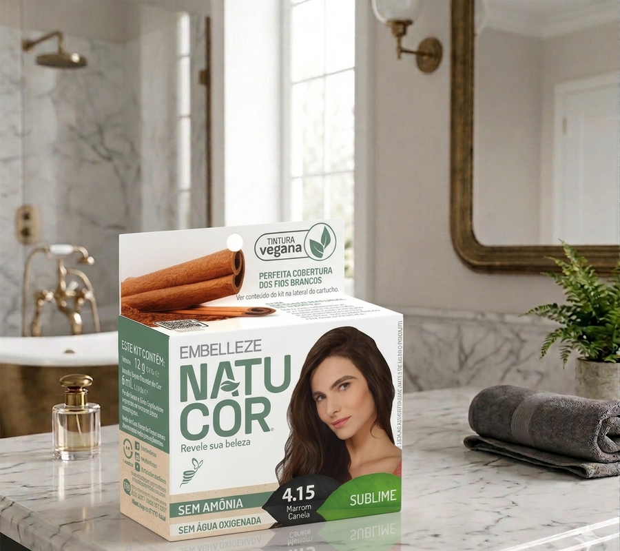Tinta de Cabelo Natucor Naturalmente Sublime Marrom Canela 4.15