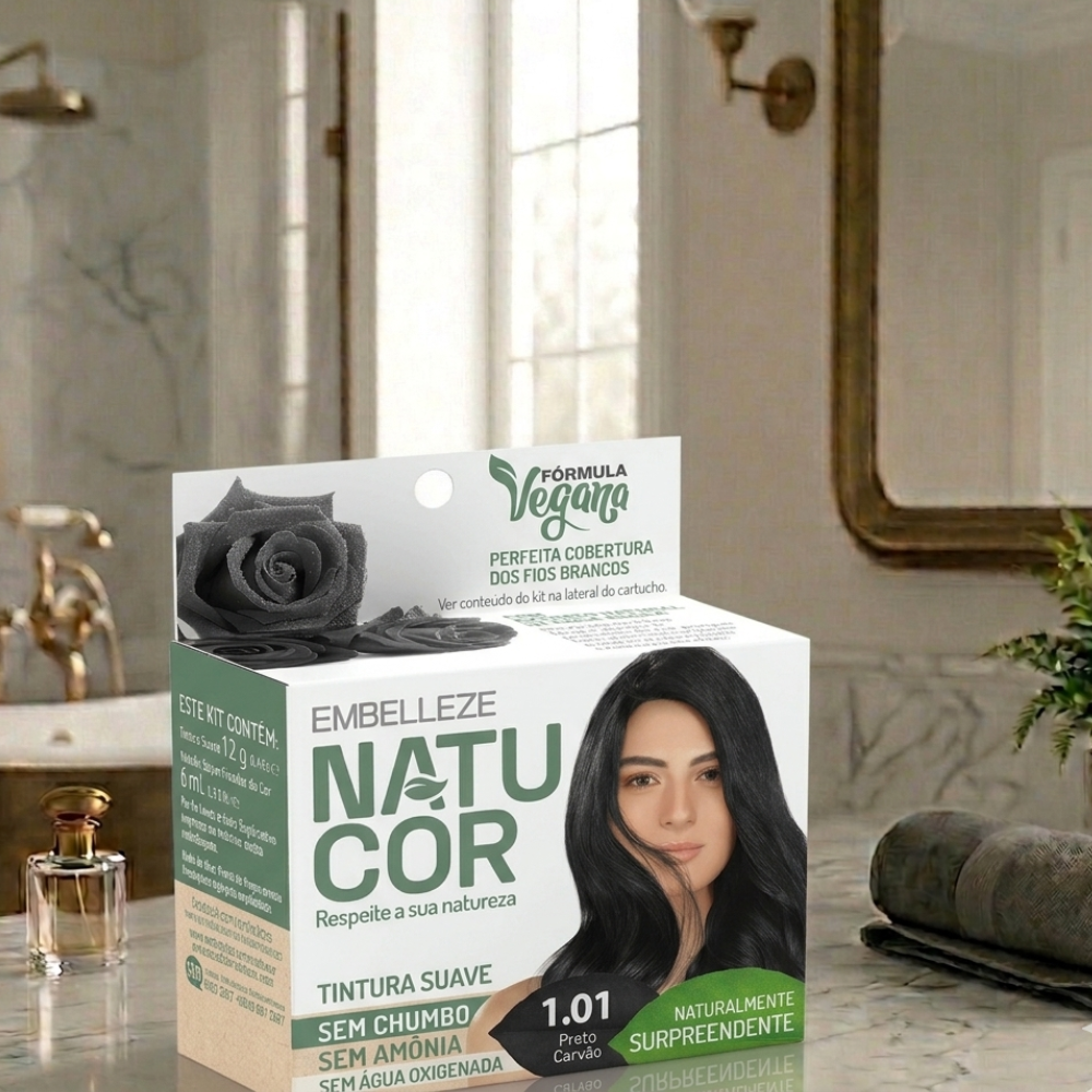 Tinta de Cabelo Natucor Naturalmente Surpreendente Preto Carvão 1.01