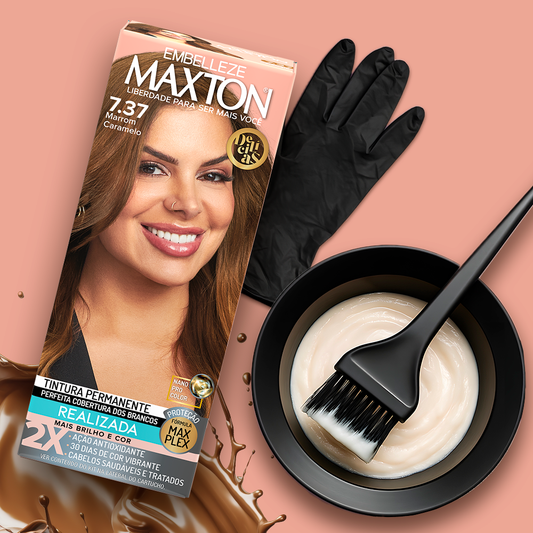 Tinta de cabelo Maxton Delícias Marrom Caramelo 7.37