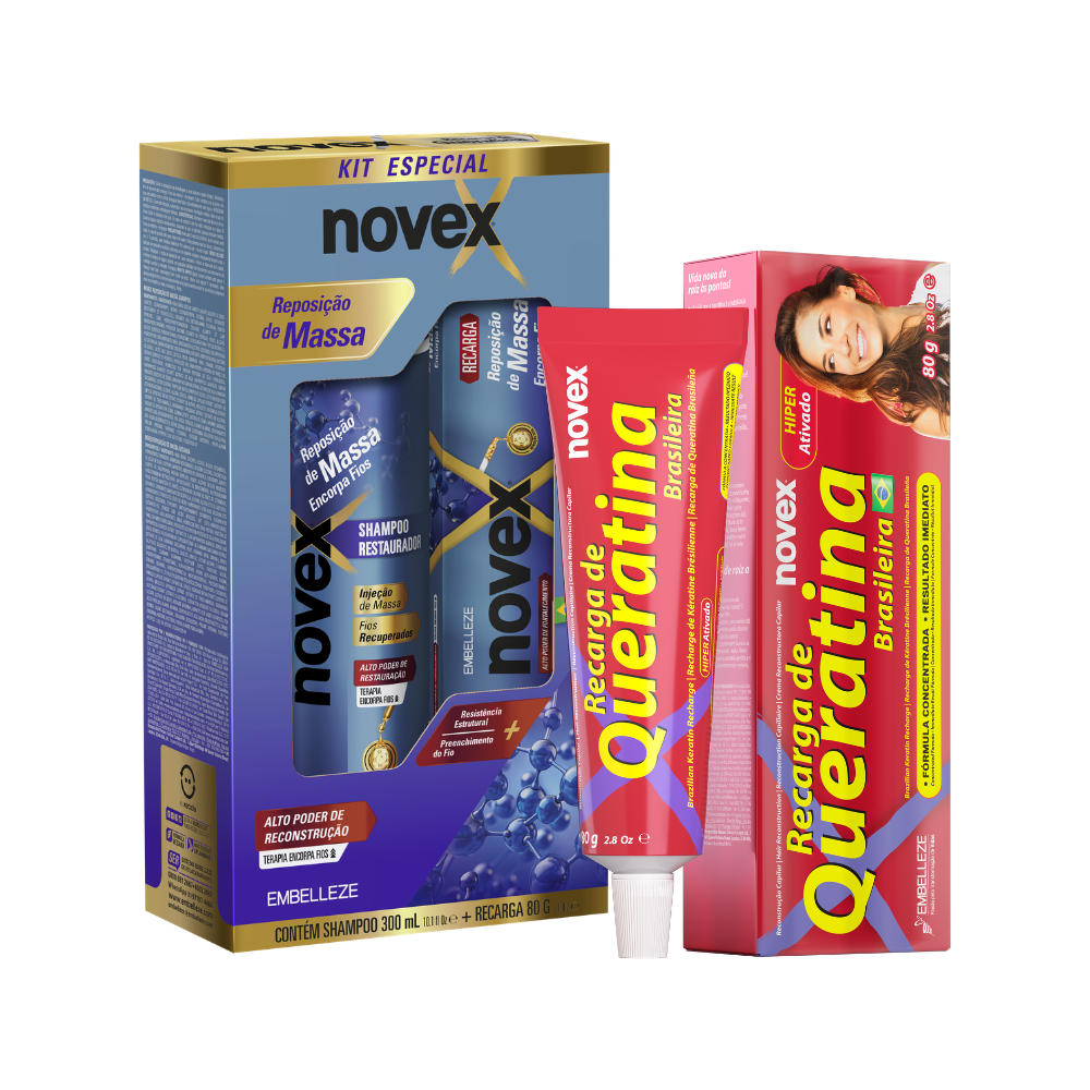 Kit Premium Novex Reposição De Massa + Recarga De Queratina