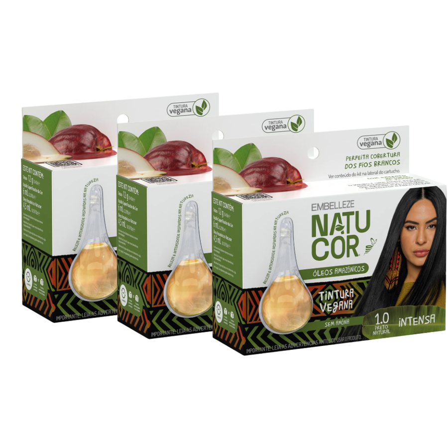 Kit 3 Natucor Óleos Amazônicos Preto Natural 1.0