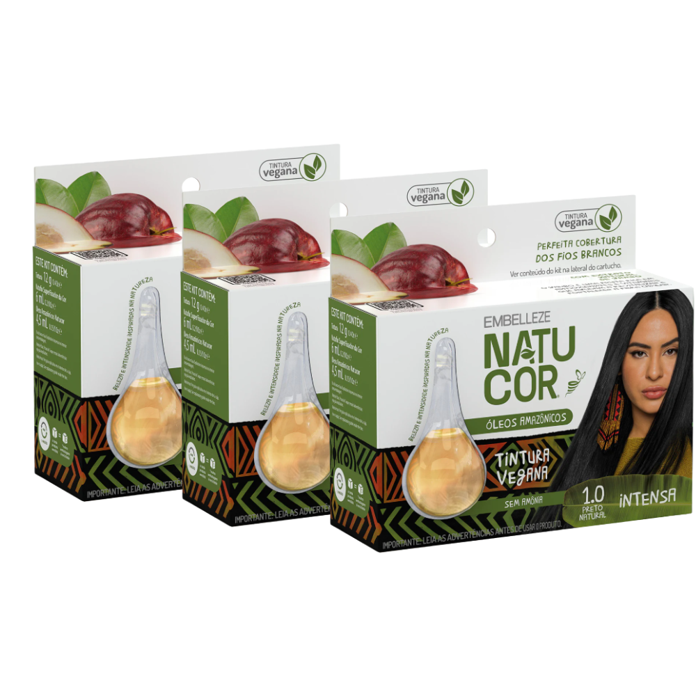 Kit 3 Natucor Óleos Amazônicos Preto Natural 1.0