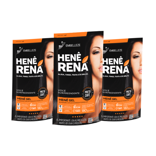 Kit com 10 Henês Rená Preto Café