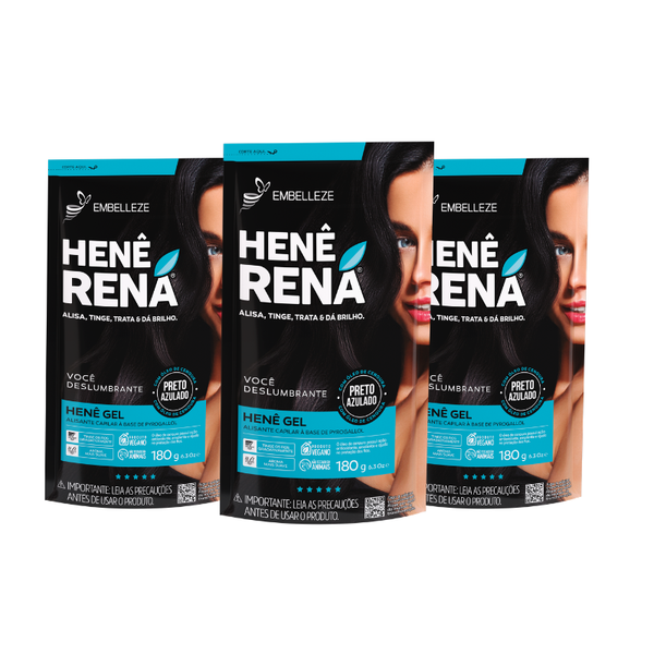 Kit com 10 Henês Rená Preto Azulado